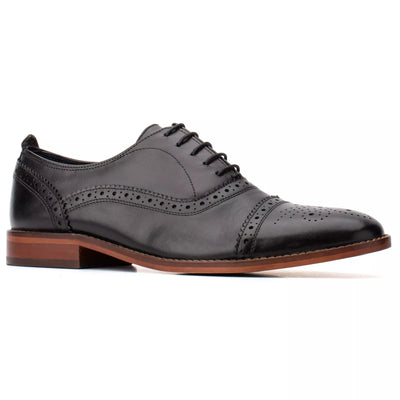 Base London Cast Waxy Lace Up Brogue Black Shoe