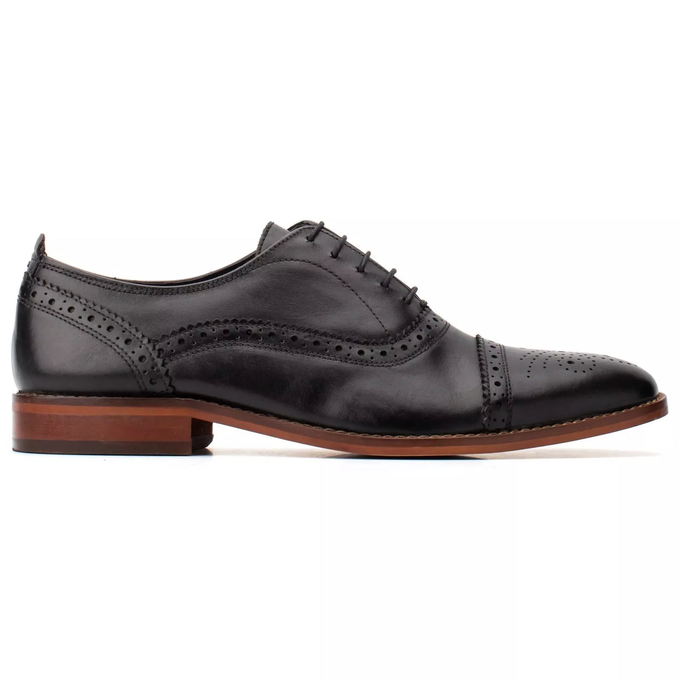 Base London Cast Waxy Lace Up Brogue Black Shoe