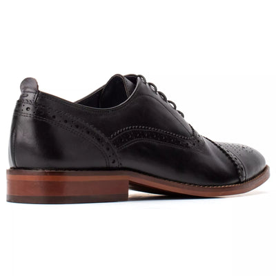 Base London Cast Waxy Lace Up Brogue Black Shoe