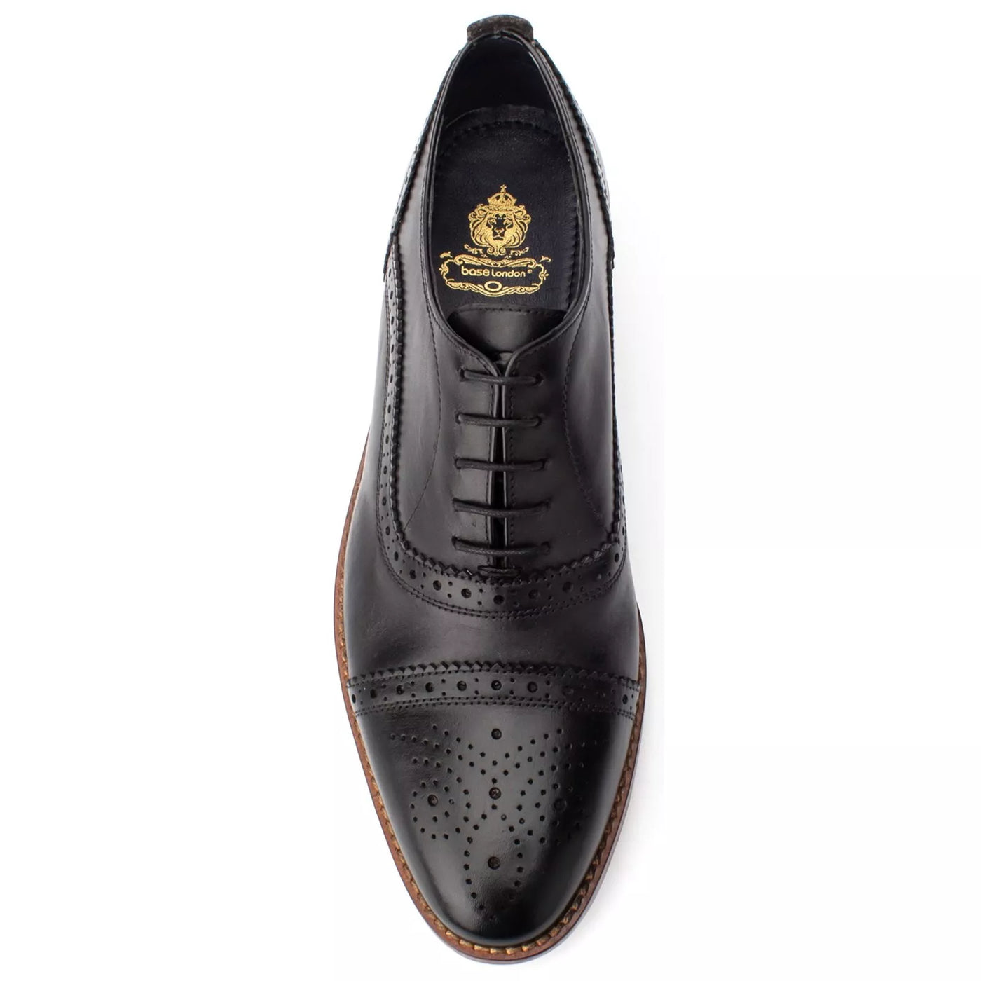 Base London Cast Waxy Lace Up Brogue Black Shoe