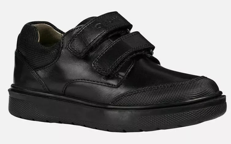 Geox Riddock Leo Black Leather Touch Fastening Shoe