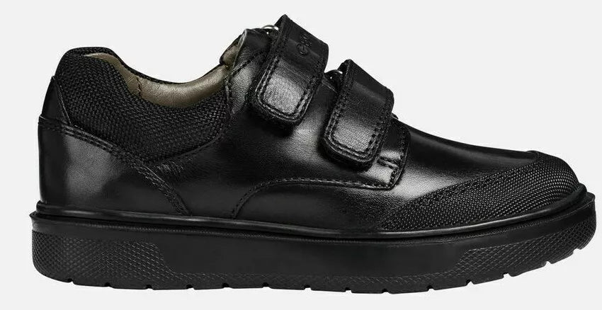 Geox Riddock Leo Black Leather Touch Fastening Shoe