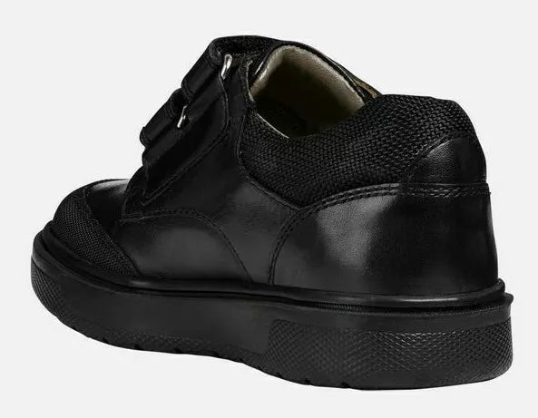 Geox Riddock Leo Black Leather Touch Fastening Shoe