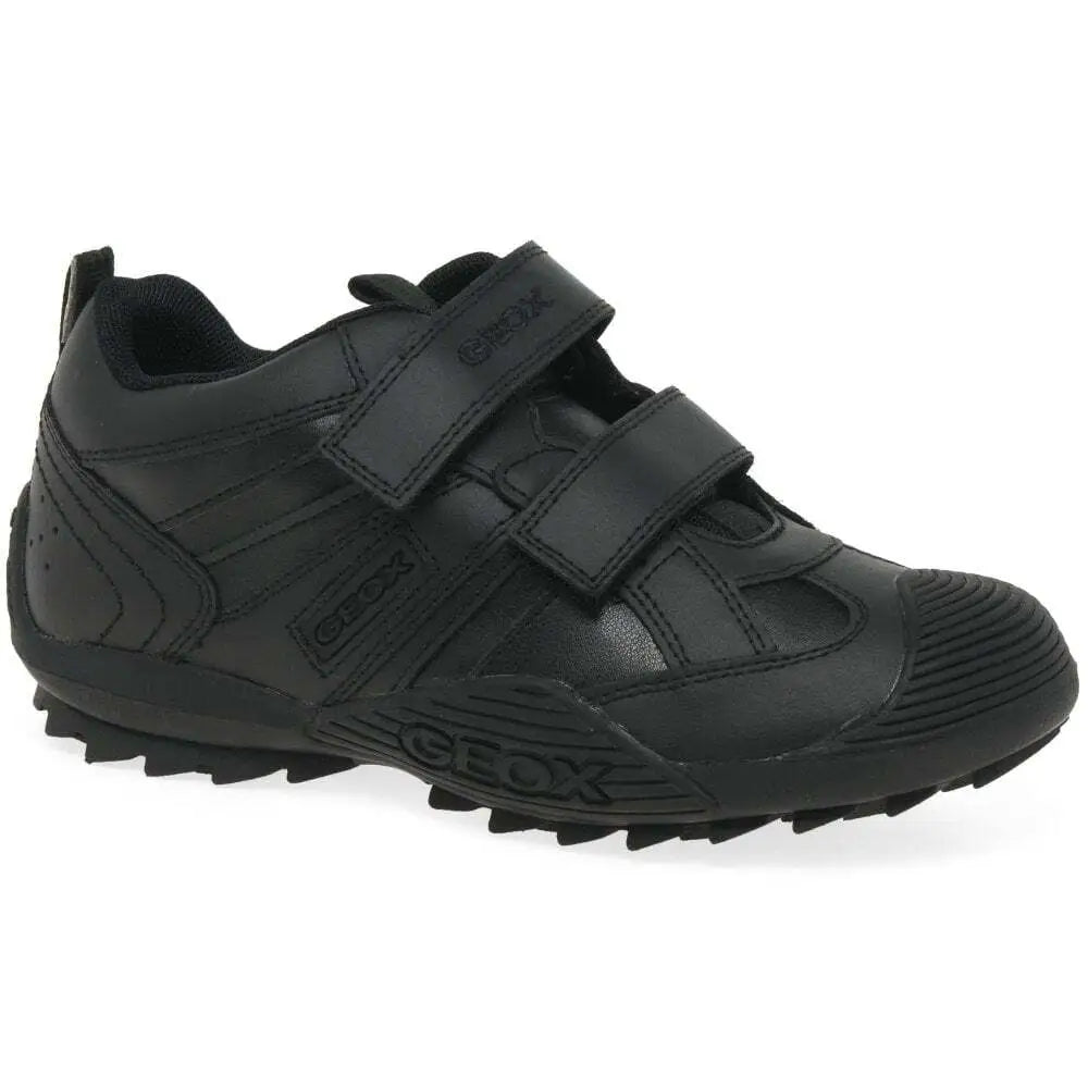 Geox Savage FitFlop Touch Fastening Trainers Black Leather Shoe