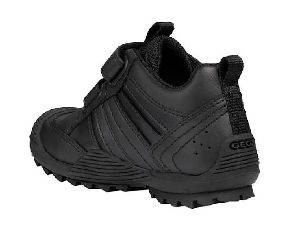 Geox Savage FitFlop Touch Fastening Trainers Black Leather Shoe