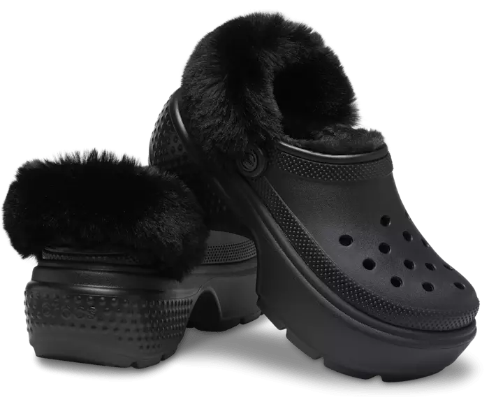 Crocs Unisex-Adult Classic Lined Stomp Clog Black Slipper