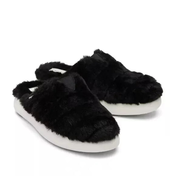 Toms Ladies Alpargata Mallow  Summer Fluff Slippers In Black