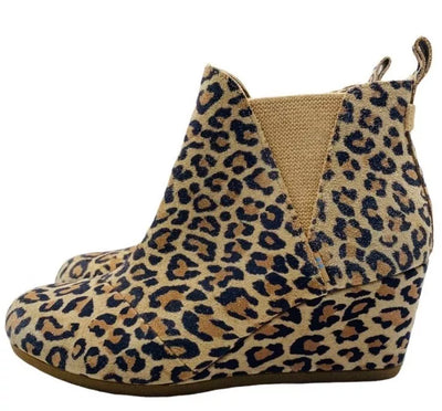 Toms Ankle Brown Leopard Print Heel Boot