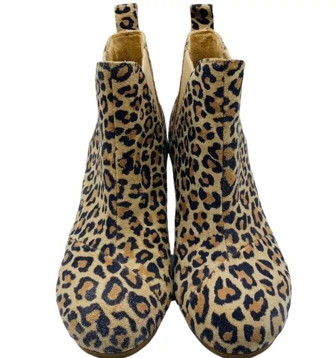 Toms Ankle Brown Leopard Print Heel Boot