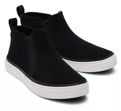 Toms Bryce Laceless Suede Slip On Casual High Top Black Ankle Boot