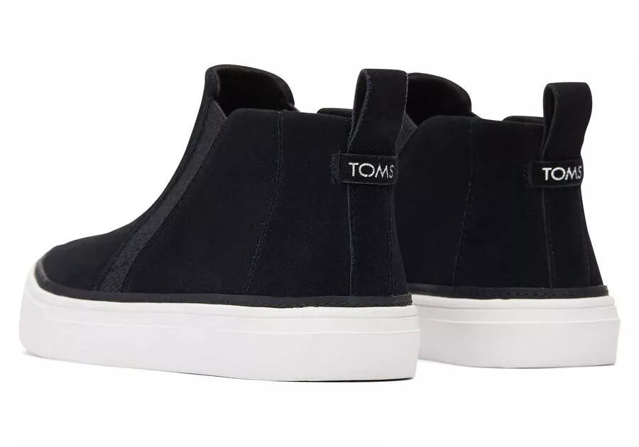 Toms Bryce Laceless Suede Slip On Casual High Top Black Ankle Boot