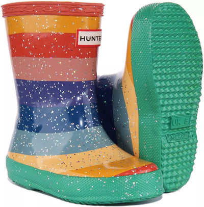 Hunter Kid 1 Rainbow Glitter Rubber Boot