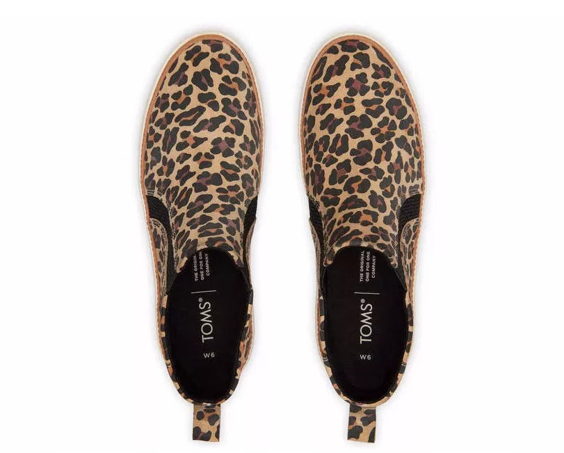 Toms Bryce Tan Classic Leopard Print Suede Slip Boot