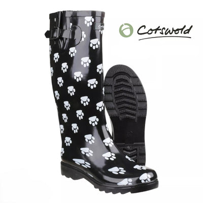 Cotswold Women's Dog Paw Wellington Boot