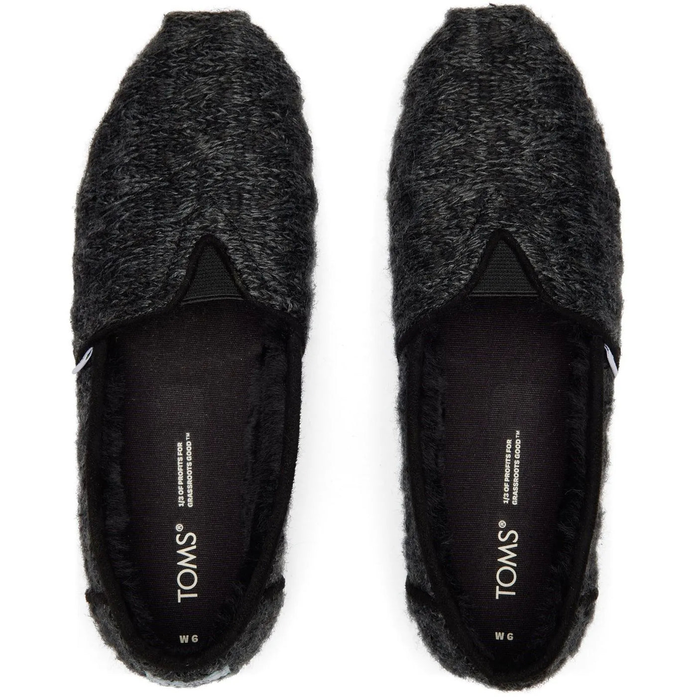 Toms Espadrilles Alpargata Black Faux Fur Womens Casual Shoes