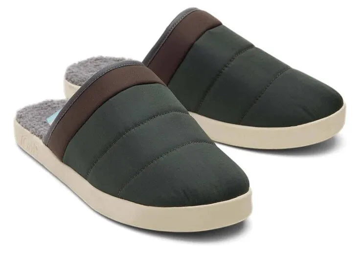 Toms Harbor Mule Toms Mens Green/ Brown Slipper