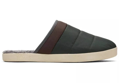 Toms Harbor Mule Toms Mens Green/ Brown Slipper