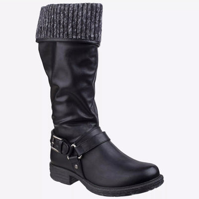 Divaz Monroe Pull On Tall Cuffed Fur Lined Casual Boots