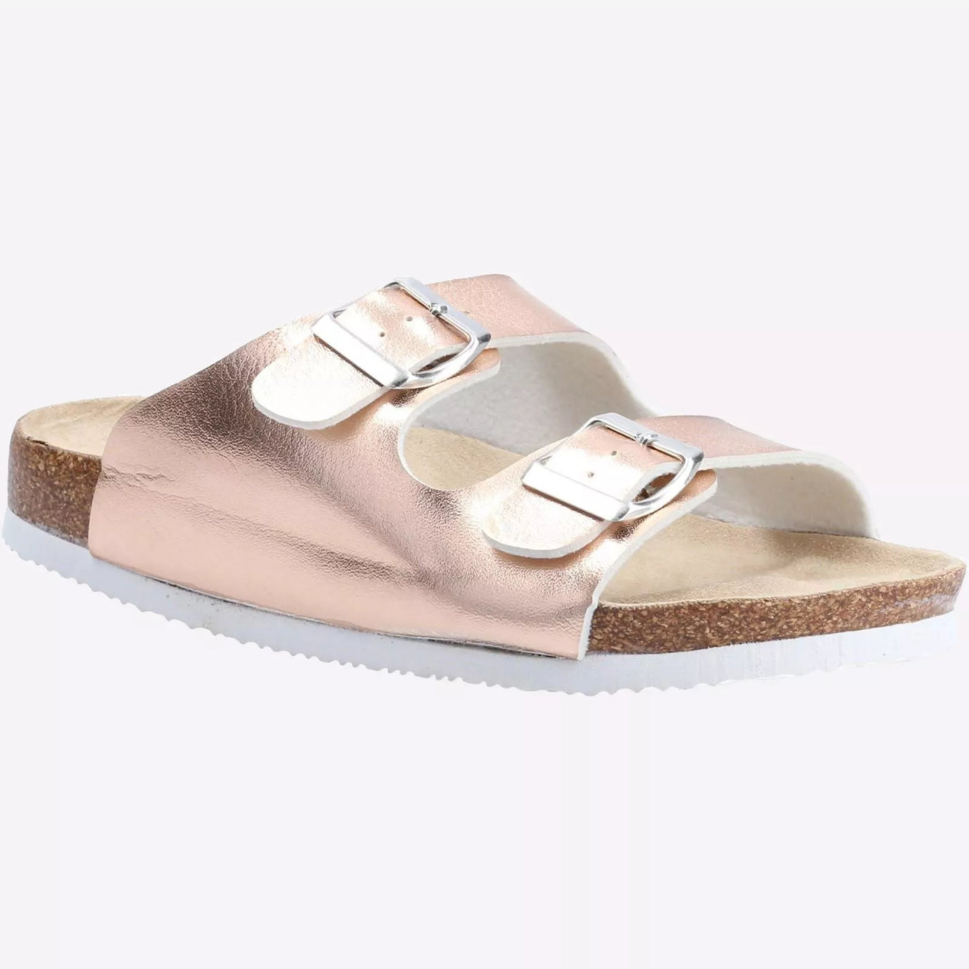 Divaz Nimes Women Dual Buckle Casual Sandal In Rose Gold