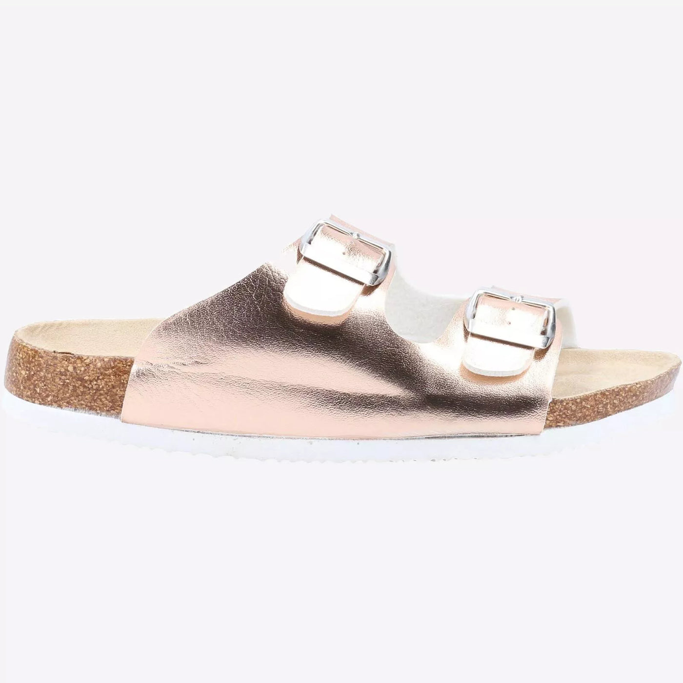 Divaz Nimes Women Dual Buckle Casual Sandal In Rose Gold