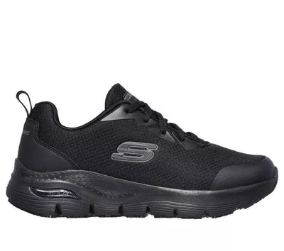 Skechers Work Arch Fit Lace Up Athletic Workwear Occupational Trainers Black