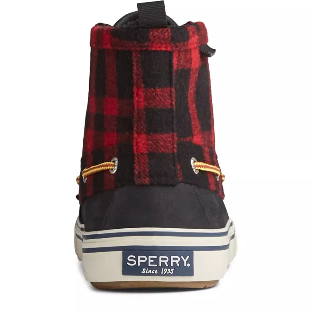 Sperry Bahama Storm Waterproof Black Red Checkered Mens Boots