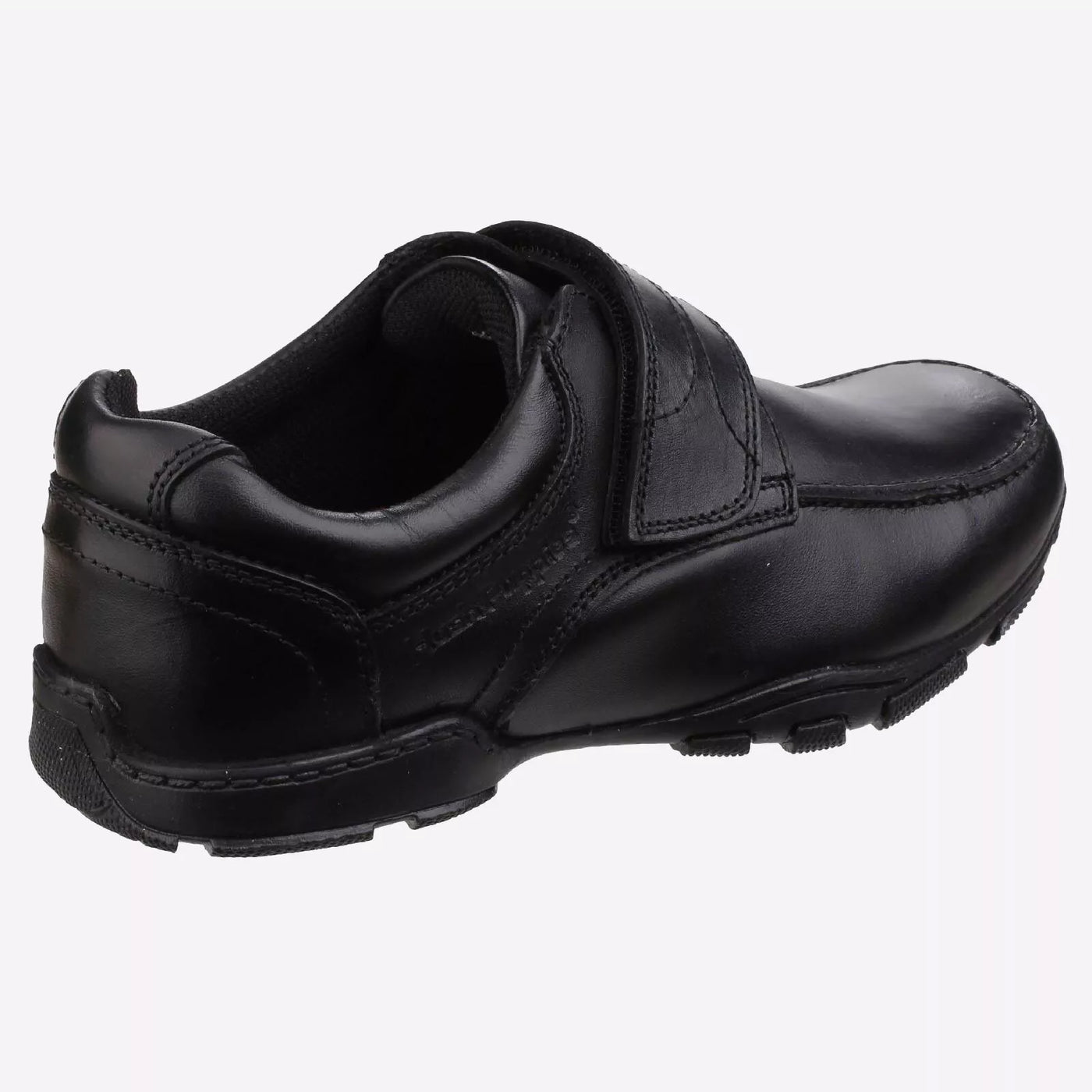 Hush Puppies Freddy Premium Ralston Leather Boys School Shoe in Black