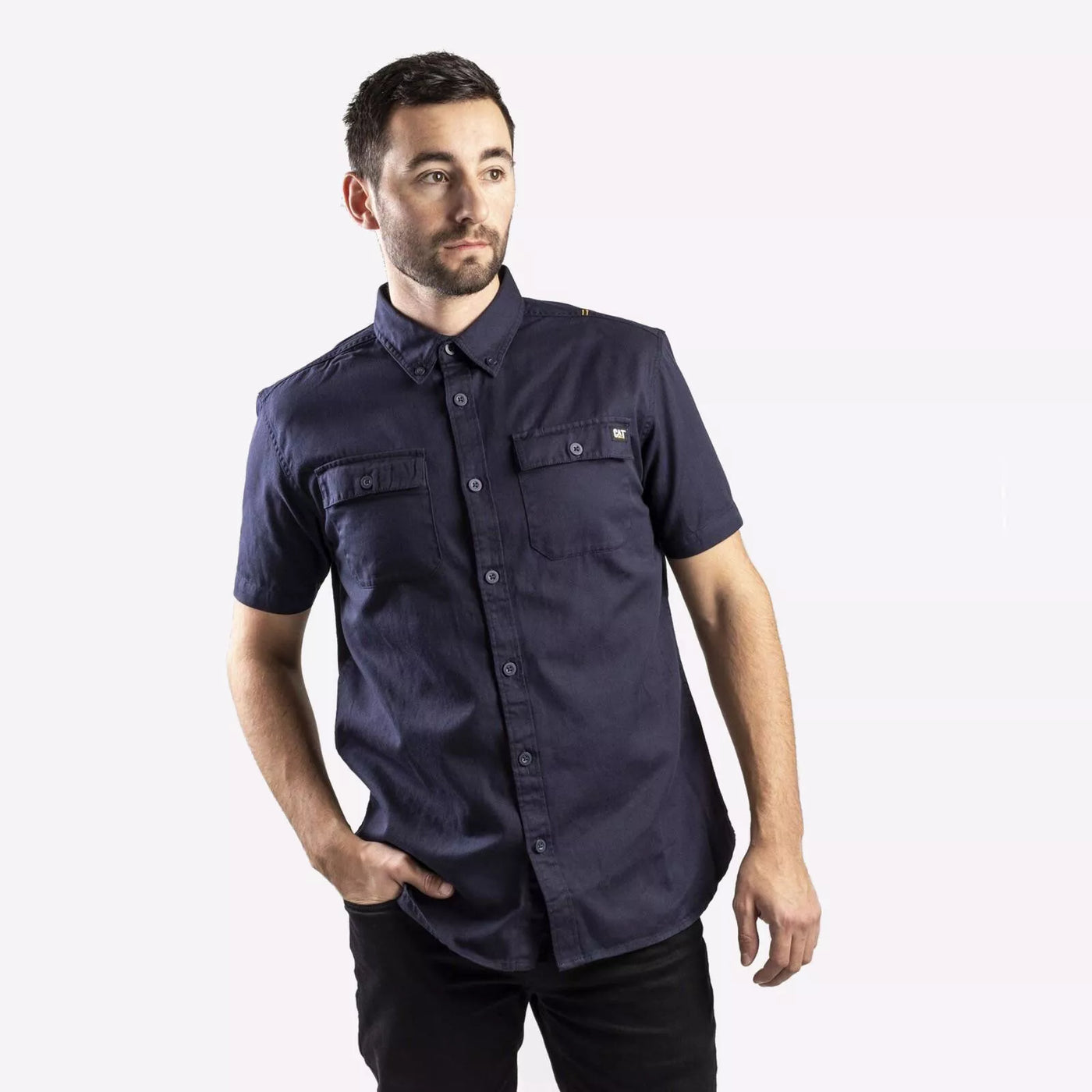 Caterpillar Button Down Mens Casual Short Sleeve Shirt