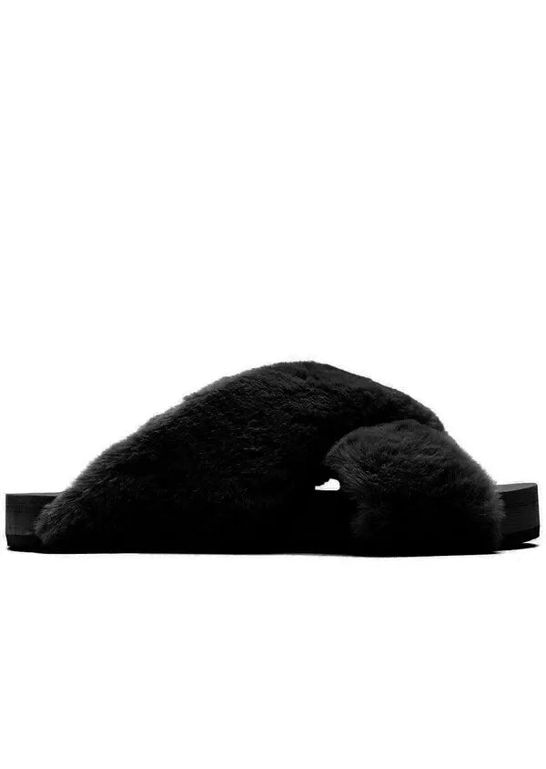 Toms Susie Women's Black Faux Fur Mule Slippers