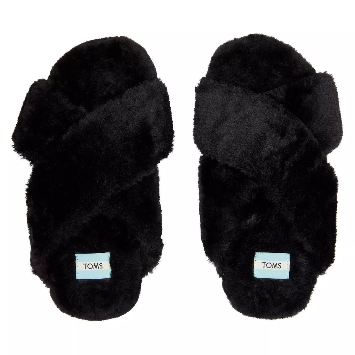 Toms Susie Women's Black Faux Fur Mule Slippers