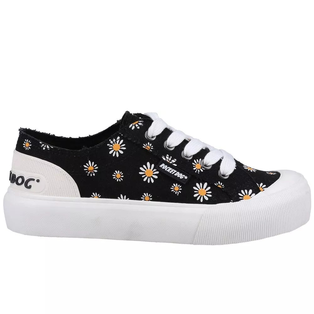 Rocket Dog Ladies Jazzin Plus Dixie Black Floral Print Trainers