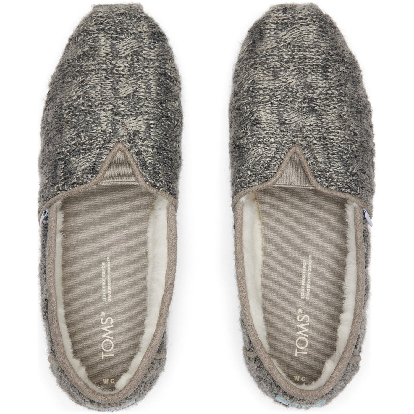 Toms Espadrilles Alpargata Faux Fur Gray Sweater Shoes