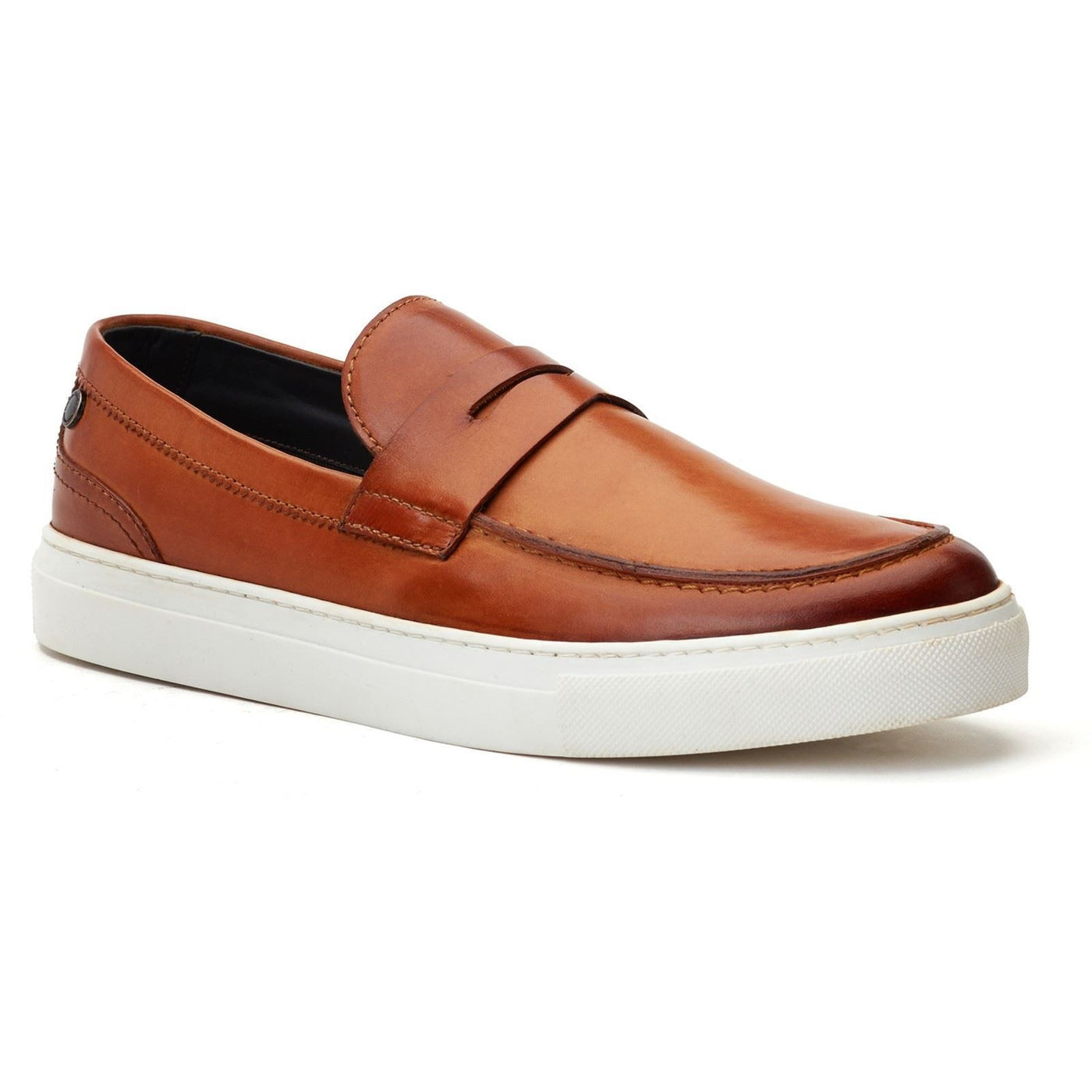 Base London Flynn Penny Loafer Leather Male Slip On Tan Shoes