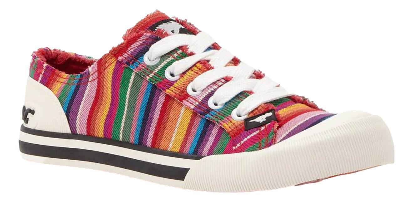 Rocket Dog Rainbow Ladies Jazzin Eden Stripe Lace Up Trainers