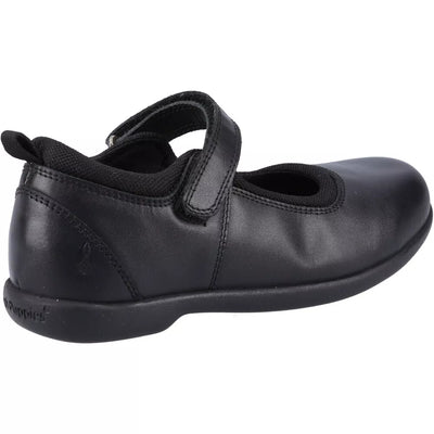 Hush Puppies Bianca eukanuba Fresh Feet Black Leather Kids Girls School Shoes