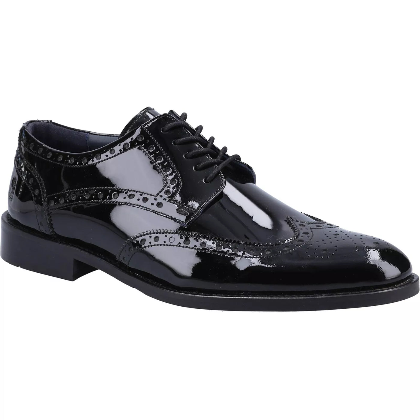 Hush Puppies Dustin Brogue Farnley Dune Patent Lace Up Brogues Black Shoe