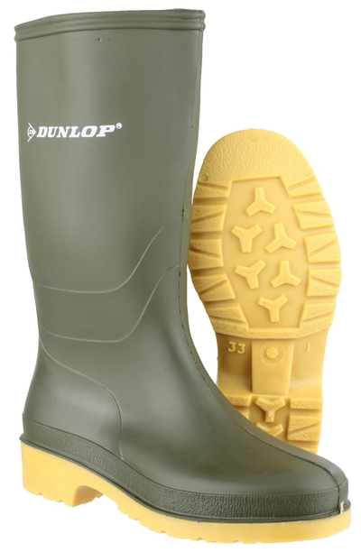 Dunlop Kids Dull Green Wellington Boots
