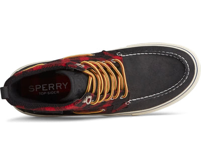 Sperry Bahama Storm Waterproof Black Red Checkered Mens Boots