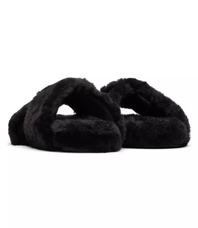 Toms Susie Women's Black Faux Fur Mule Slippers