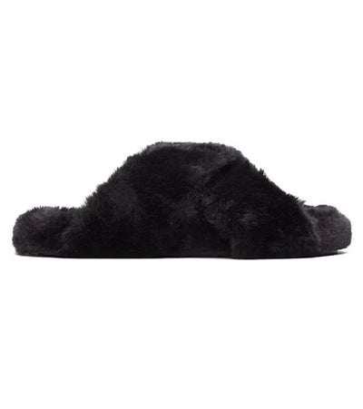 Toms Susie Women's Black Faux Fur Mule Slippers