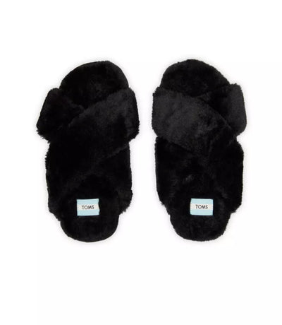 Toms Susie Women's Black Faux Fur Mule Slippers