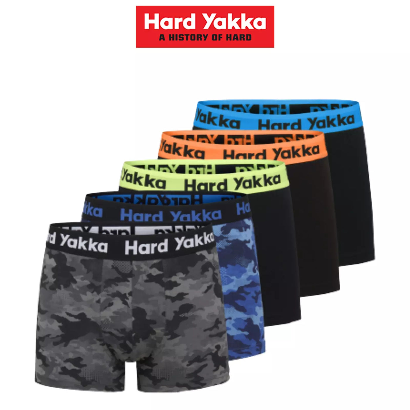 Hard Yakka Cotton Trunk Five Pack Elastic Waistband Trunks Underwear