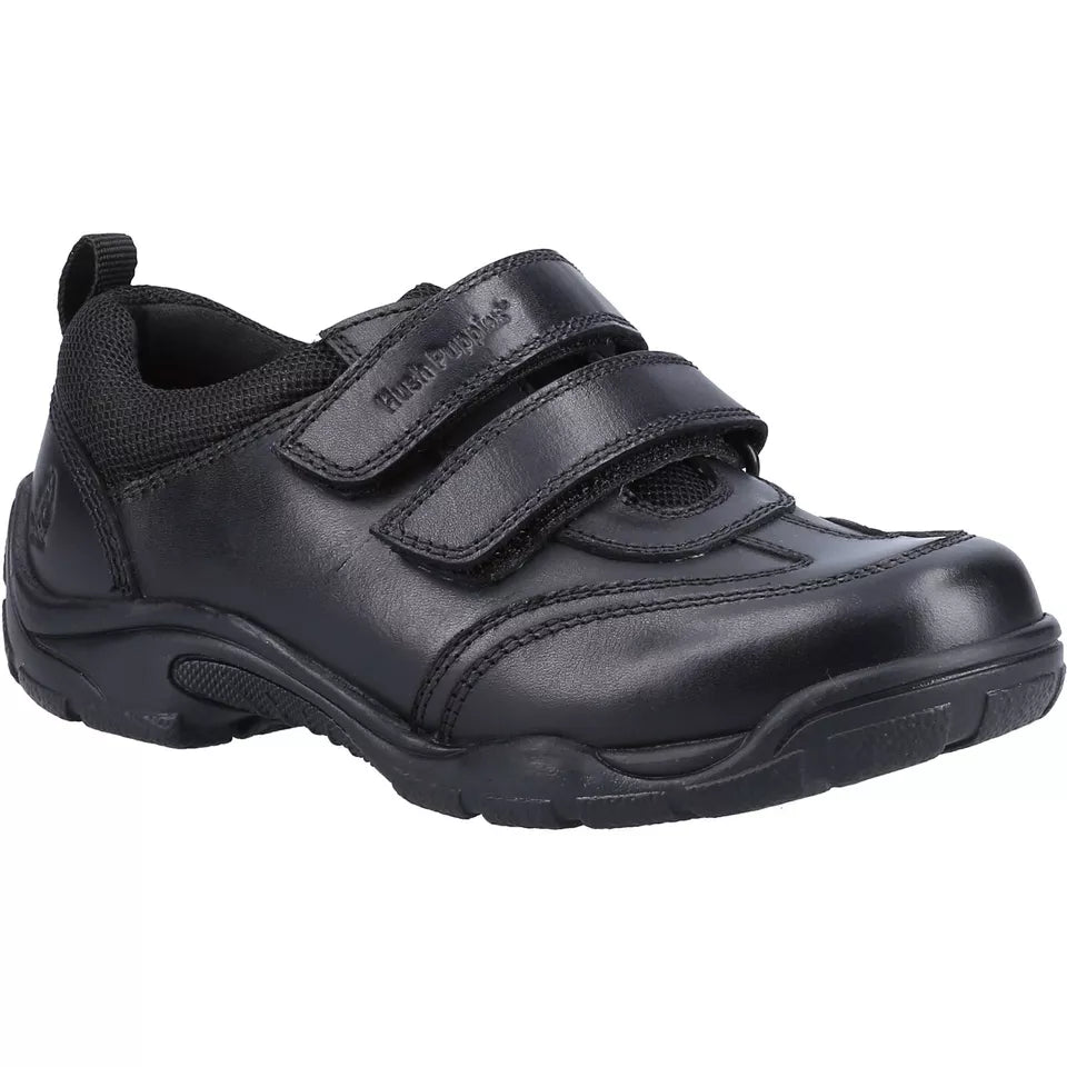 Hush Puppies Alec Black Leather Junior School Shoe