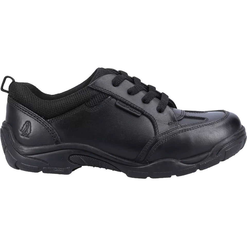 Hush Puppies Alvin Senior Black  School Shoes