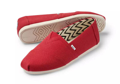 Toms Alpargata Red Canvas Men Classic Slip-on Flats Casual Shoes