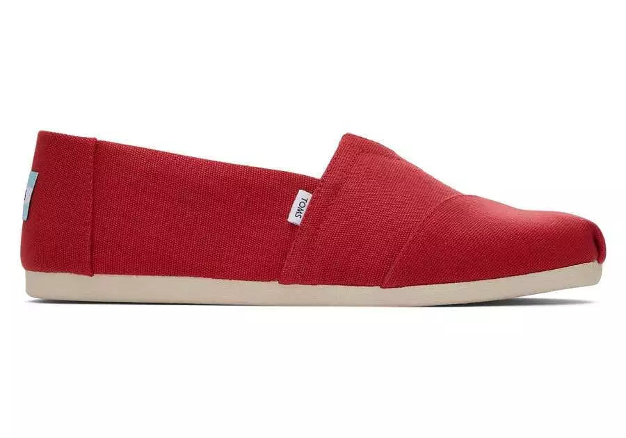 Toms Alpargata Red Canvas Men Classic Slip-on Flats Casual Shoes