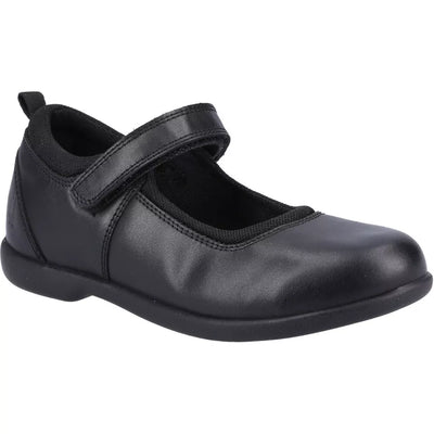 Hush Puppies Bianca eukanuba Fresh Feet Black Leather Kids Girls School Shoes