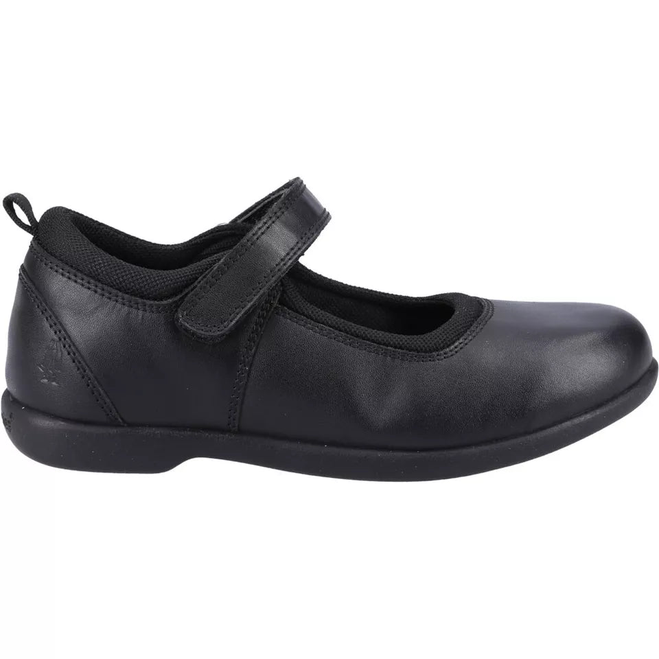 Hush Puppies Bianca eukanuba Fresh Feet Black Leather Kids Girls School Shoes