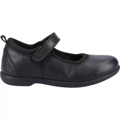 Hush Puppies Bianca eukanuba Fresh Feet Black Leather Kids Girls School Shoes