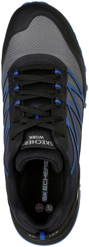 Skechers Workwear Puxal Black/Blue Safety Trainers with Metal-Free Toes